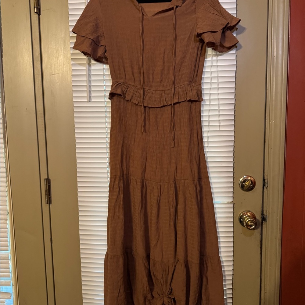 Elegant Brown Tiered Dress